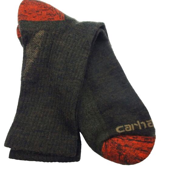 Carhartt Mens Merino Wool Short Crew Socks XL Midweight Dark Olive Rugged Warm - Picture 2 of 4